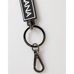 Dolce & Gabbana Black White DG Rubber Logo Silver Men's Holder Keyring with metal hardware and logo details.