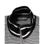 Dolce & Gabbana Black White Houndstooth Wool Crest Jacket Sweater, showing collar and pattern detail