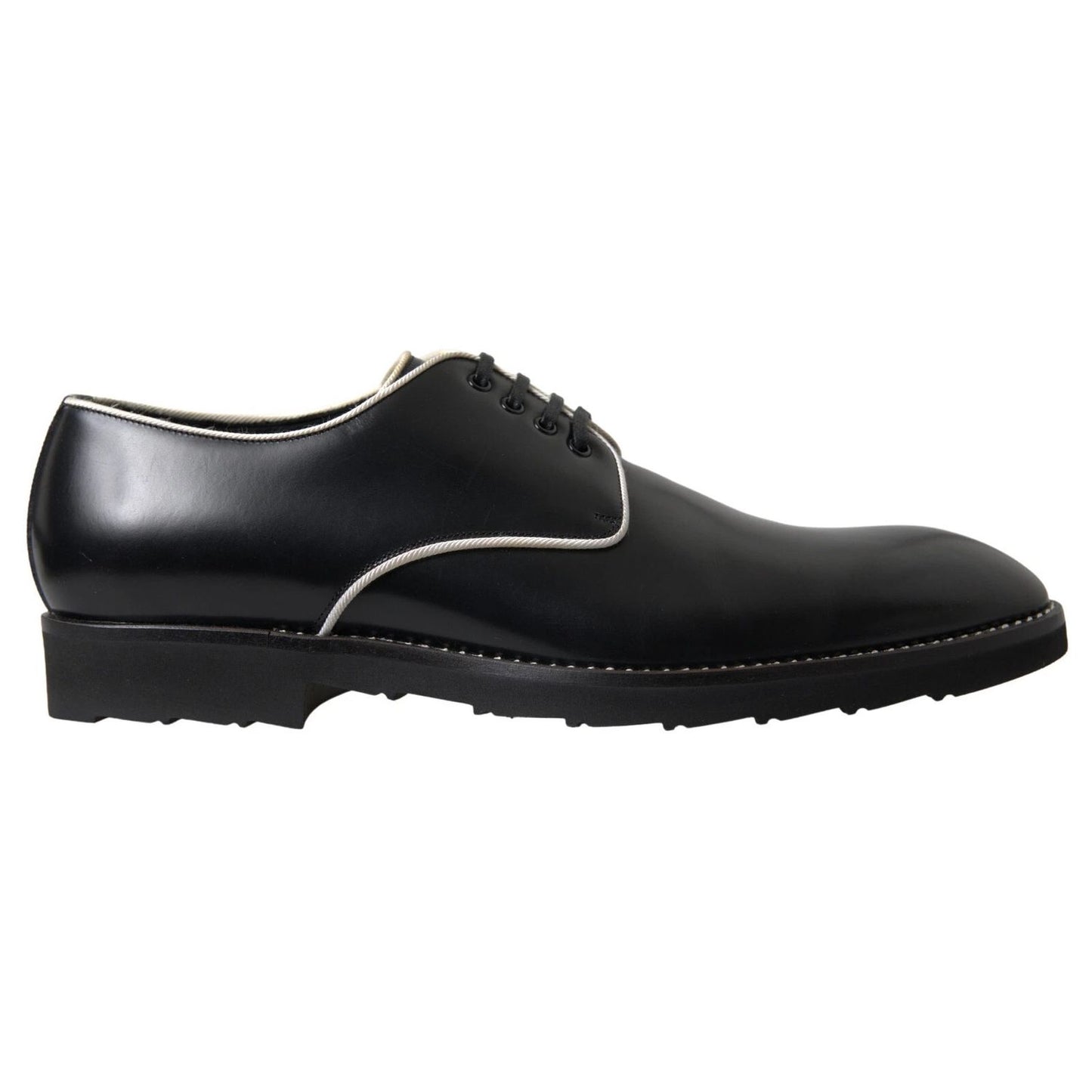 Dolce & Gabbana Black White Leather Formal Dress Shoes