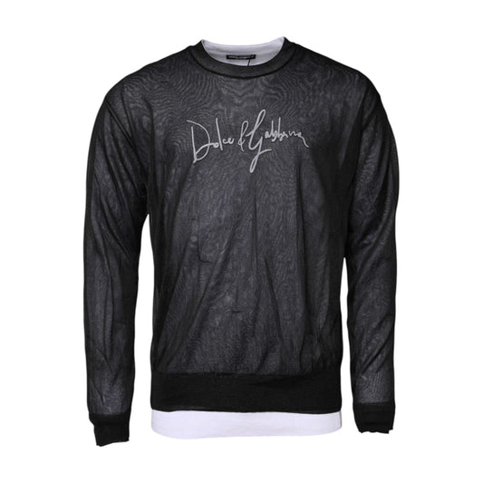 Dolce & Gabbana Black White Logo Knitted Pullover Sweater TSH90280-48