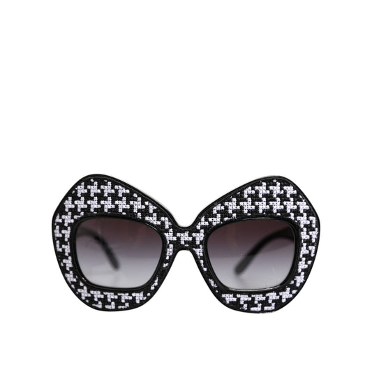 Dolce & Gabbana Black White PIED DE POULE Print Oversized Shades Sunglasses GLA1351