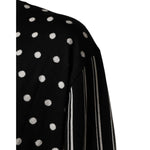 Dolce & Gabbana Black White Stripe Polka V-Neck Pullover Sweater detail showing polka dot and stripe pattern.