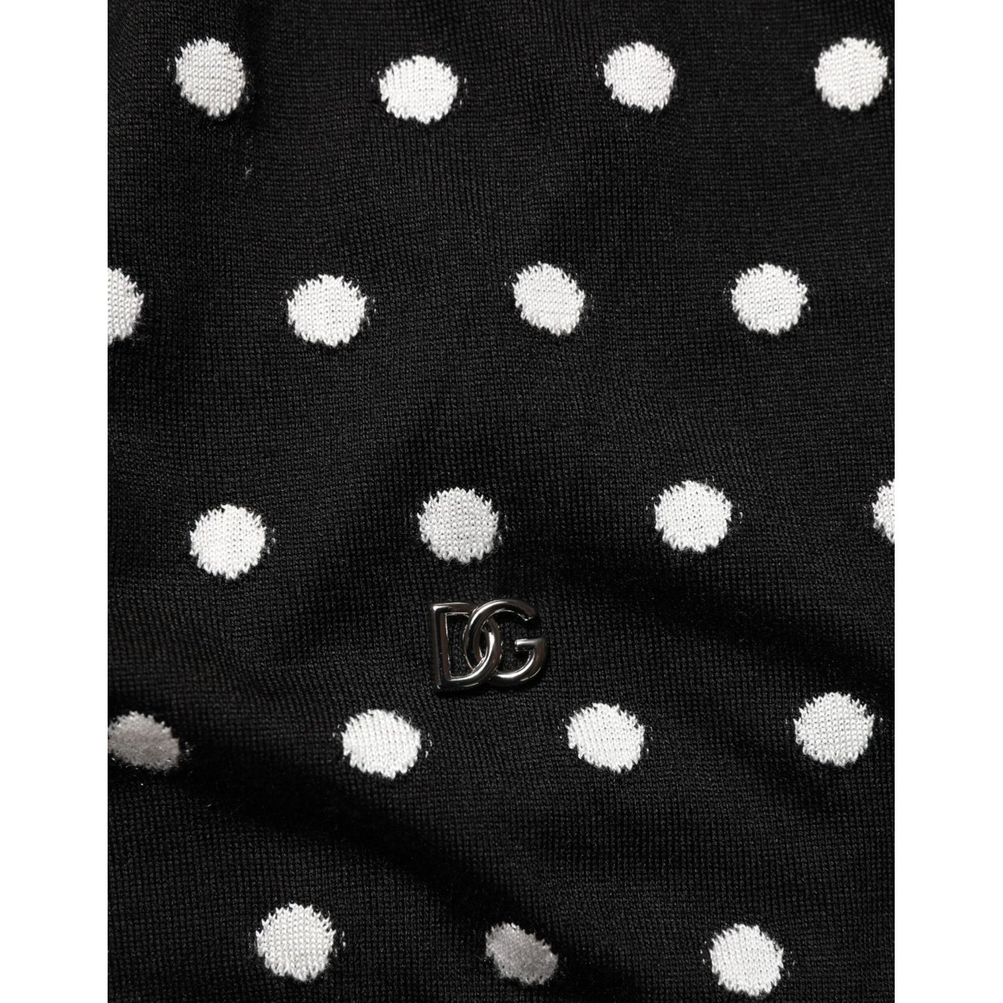 Dolce & Gabbana Black White Stripe Polka V-Neck Pullover Sweater with logo detail