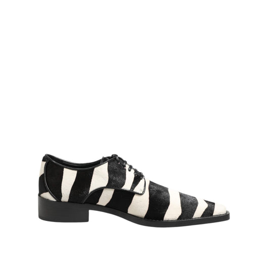 Dolce & Gabbana Black White Zebra Pony Fur Dress Shoes MV7381-36