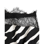 Dolce & Gabbana Black White Zebra Print Lace Trim High Underwear detailing close-up.