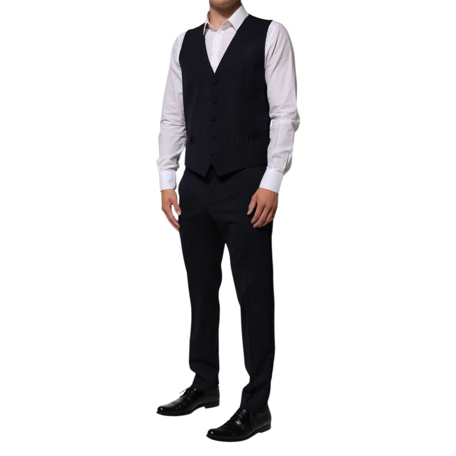 Dolce & Gabbana Black Wool 3 Piece Slim Fit Formal Men Suit