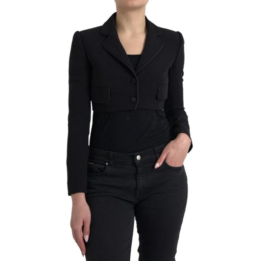 Dolce & Gabbana Black Wool Single Breasted Cropped Jacket JKT3900-36