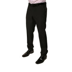 Dolce & Gabbana Black Wool Tapered Formal Dress Pants with button and zipper closure for men