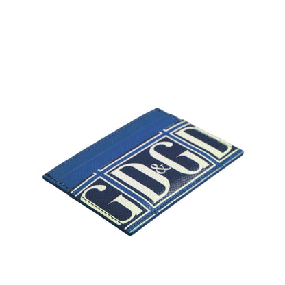 Dolce & Gabbana Blue Calf Leather DG Logo Monogram Card Holder Wallet