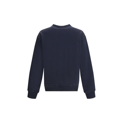 Back view of Dolce & Gabbana Blue Cotton Sweatshirt with ribbed crew neck, hem, and cuffs for a comfortable fit, iconic logo not visible.