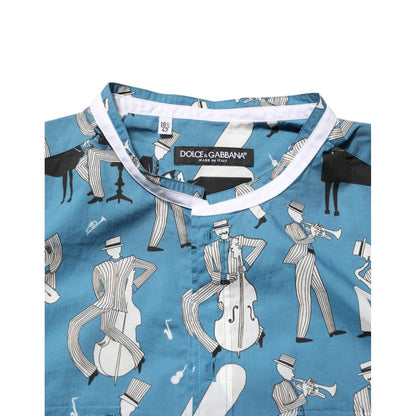Dolce & Gabbana Blue Jazz Printed Cotton Button Front Shirt