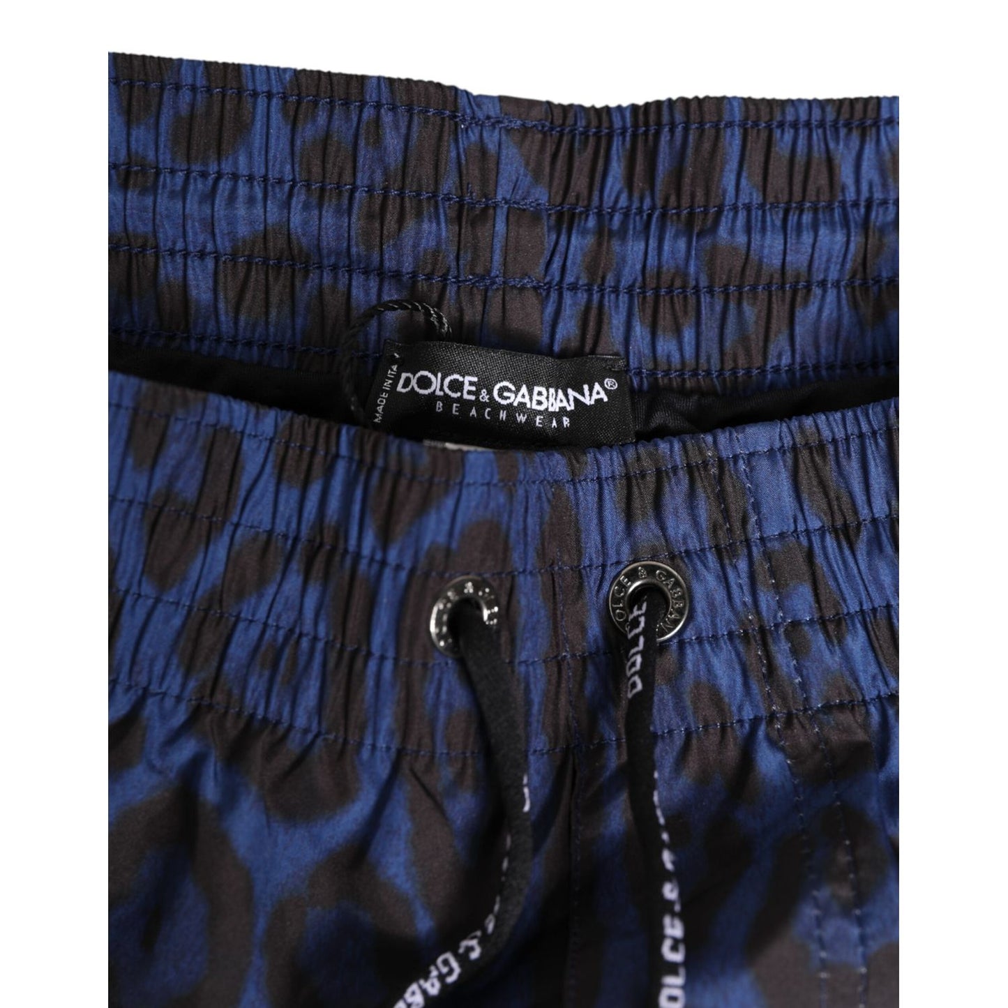 Dolce & Gabbana Blue Leopard Print Polyester Elastic Waistband Swimwear