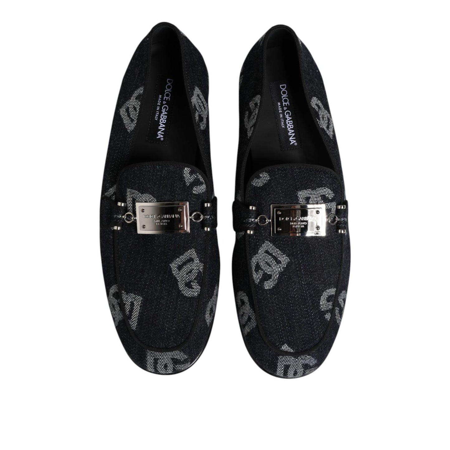 Dolce & Gabbana Blue Logo Cotton Loafers Formal Dress Shoes