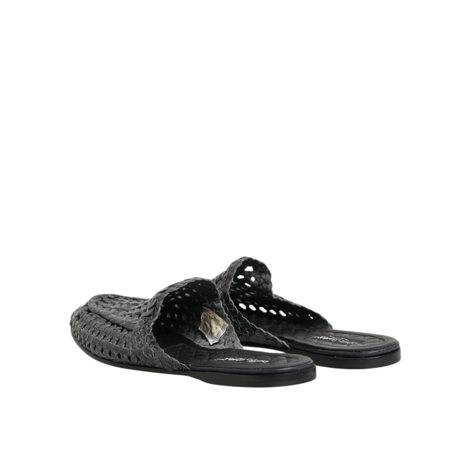 Dolce & Gabbana Blue Woven Slides MULES Men Sandals Shoes