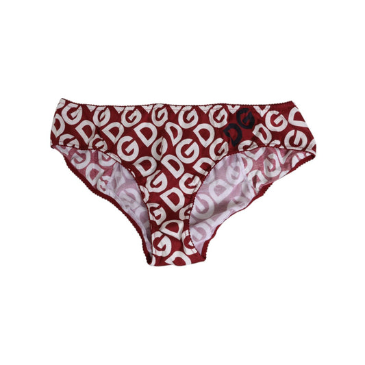 Dolce & Gabbana Bordeaux DG Logo Slip Bottom Brief Underwear in burgundy with all-over DG print, elastic waistband, cotton.