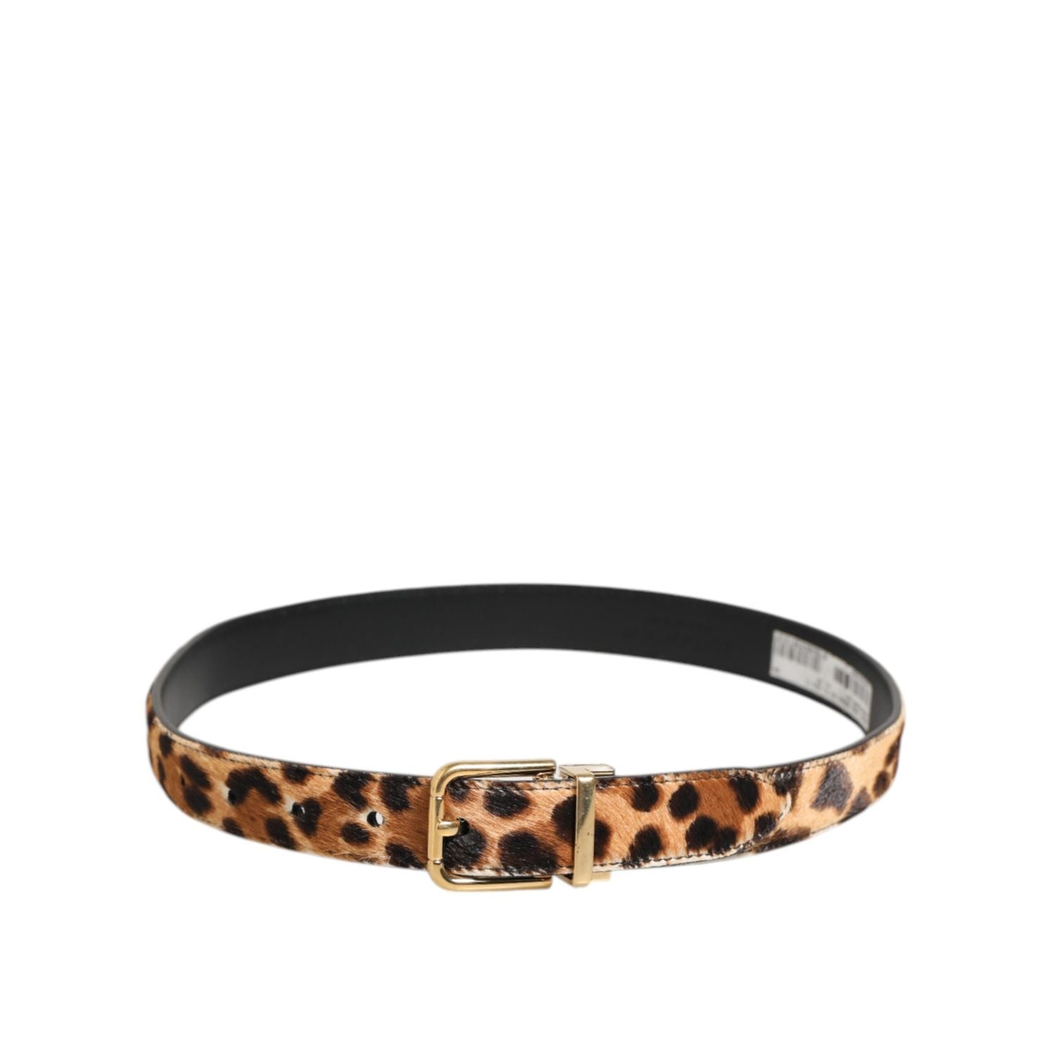 Dolce & Gabbana Brown Leather Leopard Print Metal Buckle Belt