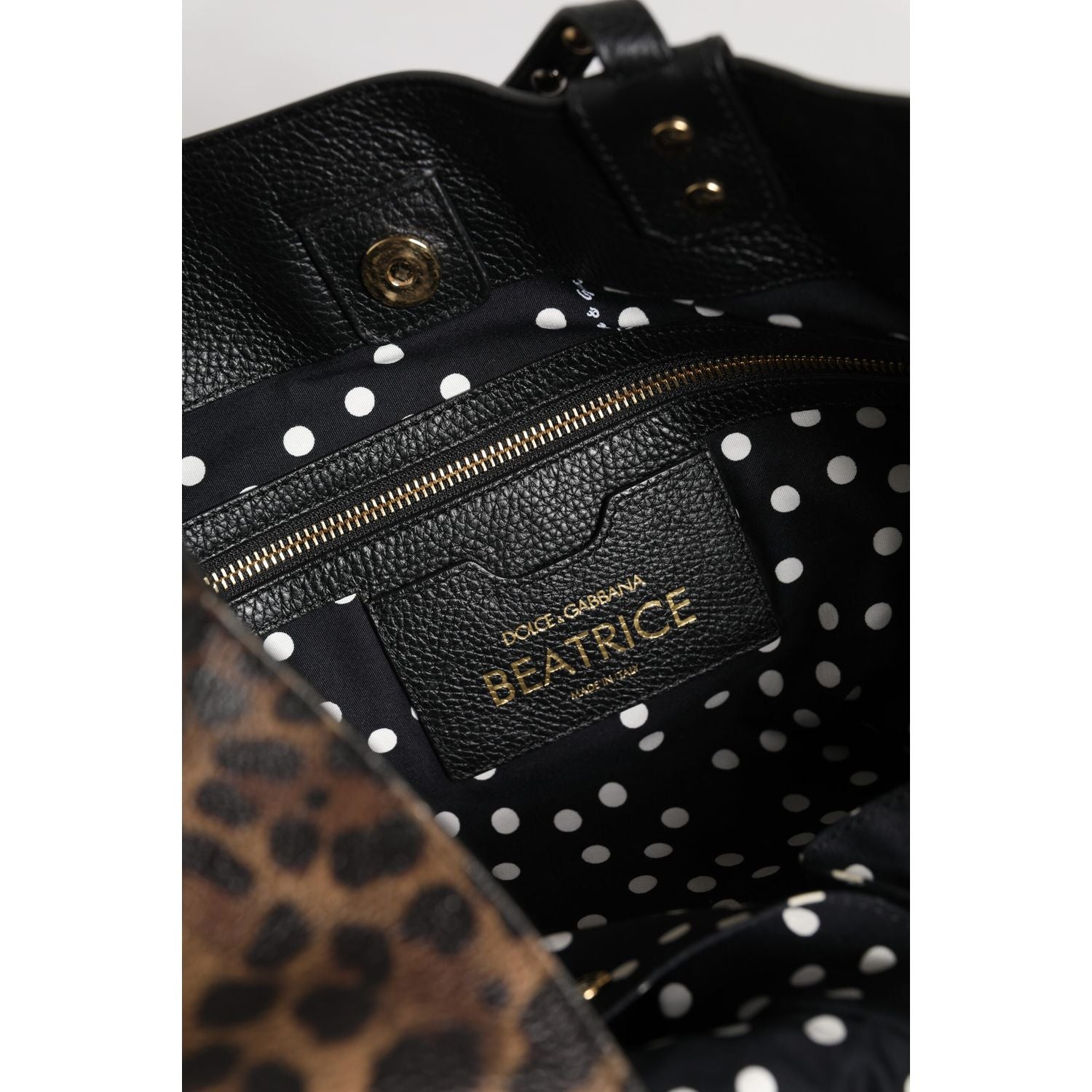 Dolce & Gabbana Brown Leopard BEATRICE Leather Logo Plaque Tote Bag