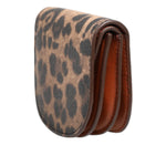 Dolce & Gabbana Brown Leopard Print Calf Leather Small Coin Purse Wallet with structured silhouette and dual compartments