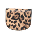Dolce & Gabbana Brown Leopard Print Calf Leather Small Coin Purse Wallet with structured silhouette and gold-tone logo plaque