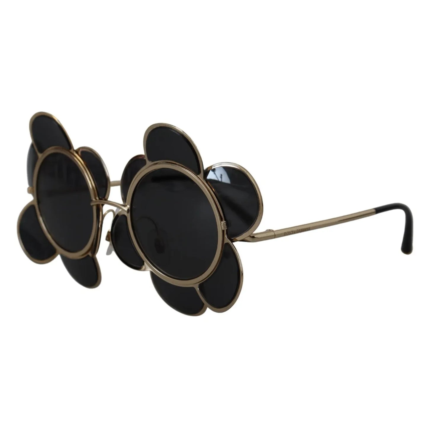 Dolce & Gabbana DG2201 Black Lens Gold Frame LIMITED EDITION Sunglasses in a floral design, women's fashion eyewear, UV protection