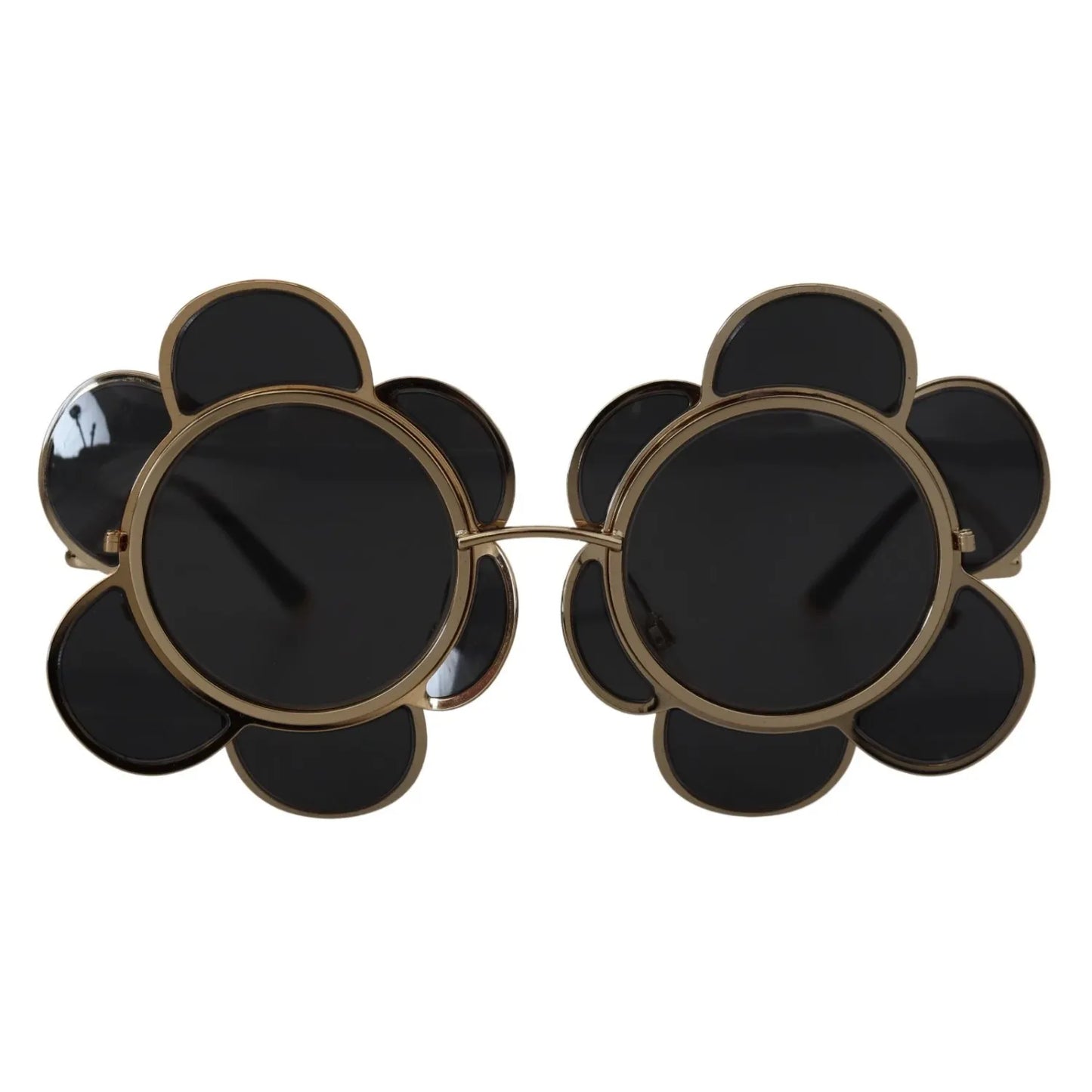 Dolce & Gabbana DG2201 Black Lens Gold Frame LIMITED EDITION Sunglasses for women, 100% UV protection, metal flower design, made in Italy.