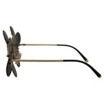 Side view of Dolce & Gabbana DG2201 Black Lens Gold Frame LIMITED EDITION Sunglasses showcasing metal design and black lenses.