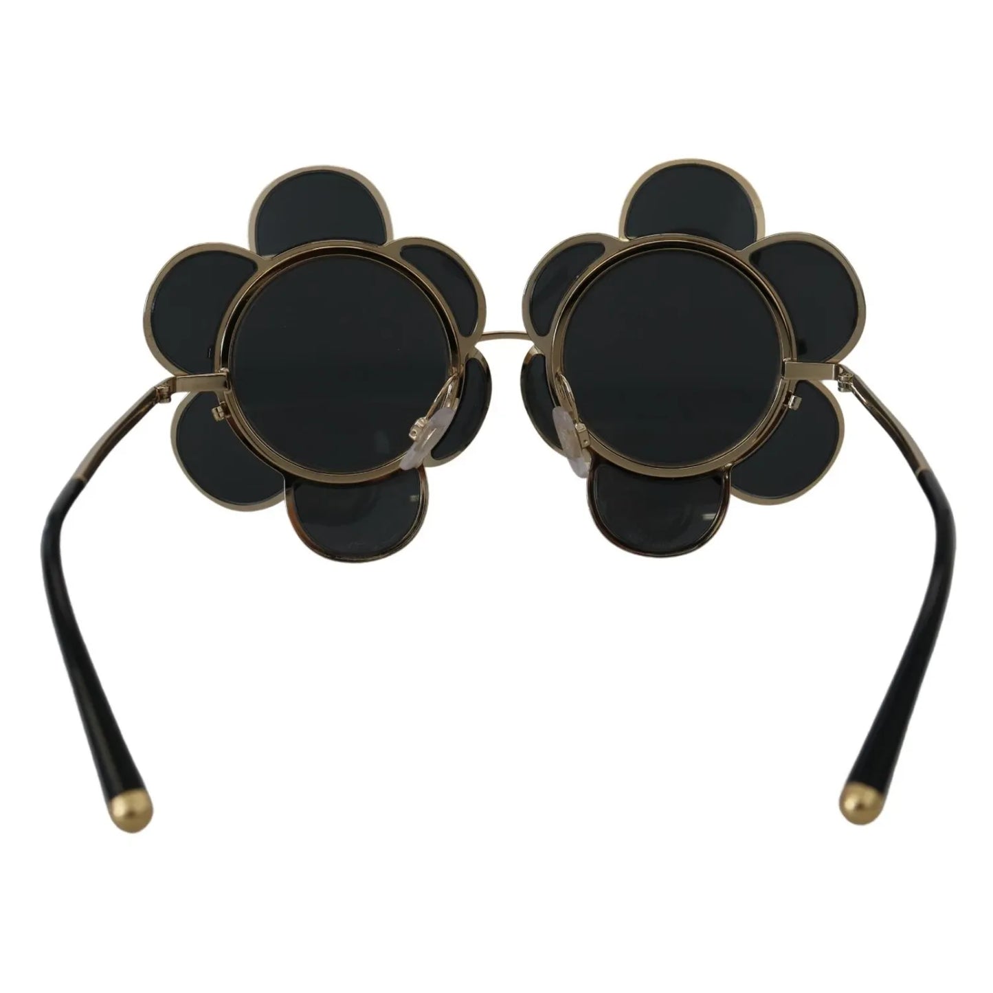 Dolce & Gabbana DG2201 Black Lens Gold Frame LIMITED EDITION Sunglasses with floral design, metal construction, UV protection, for women.