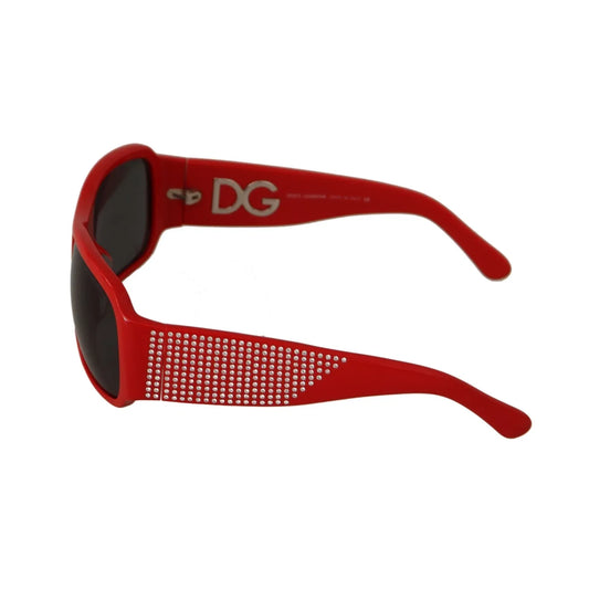 Dolce & Gabbana DG4027 Red Crystal Black Lens Shades Sunglasses for women, side view with polycarbonate frame and UV protection lenses.