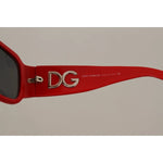 Dolce & Gabbana DG4027 Red Crystal Black Lens Shades Sunglasses, women's red sunglasses with DG logo, made in Italy, UV protection.