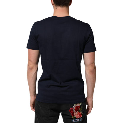 Dolce & Gabbana Dark Blue Cotton DG Logo Print Men’s Top T-shirt
