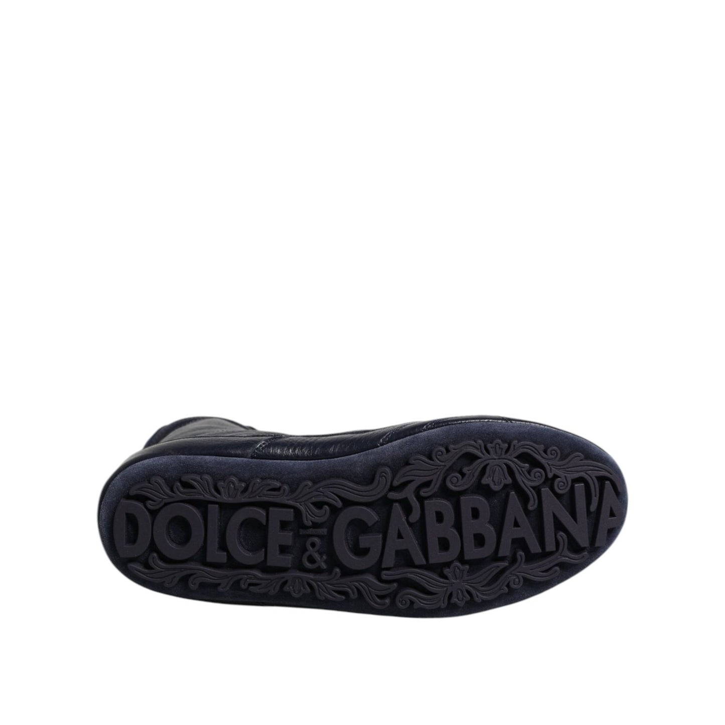 Dolce & Gabbana Dark Blue Leather KING High Top Sneakers Shoes