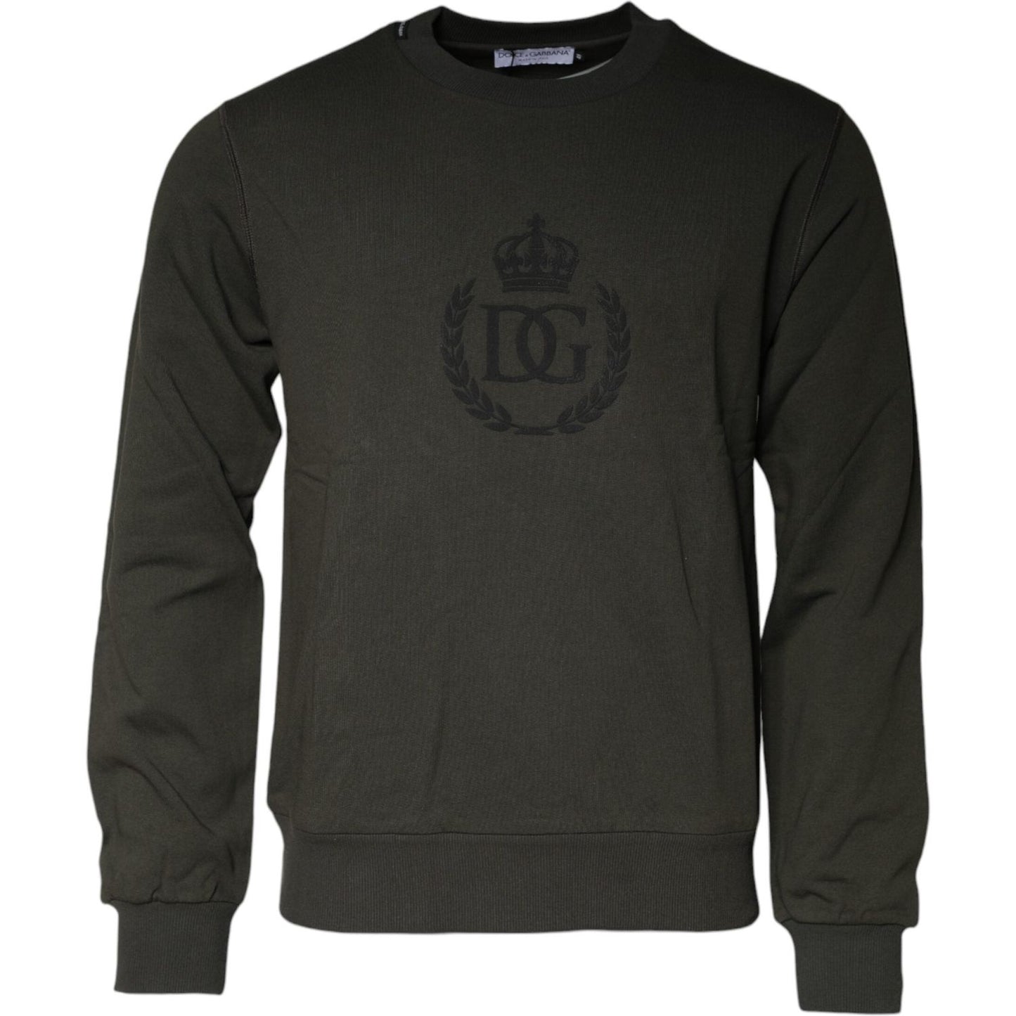 Dolce & Gabbana Army Green Crown Cotton Sweatshirt Sweater TSH86971-48