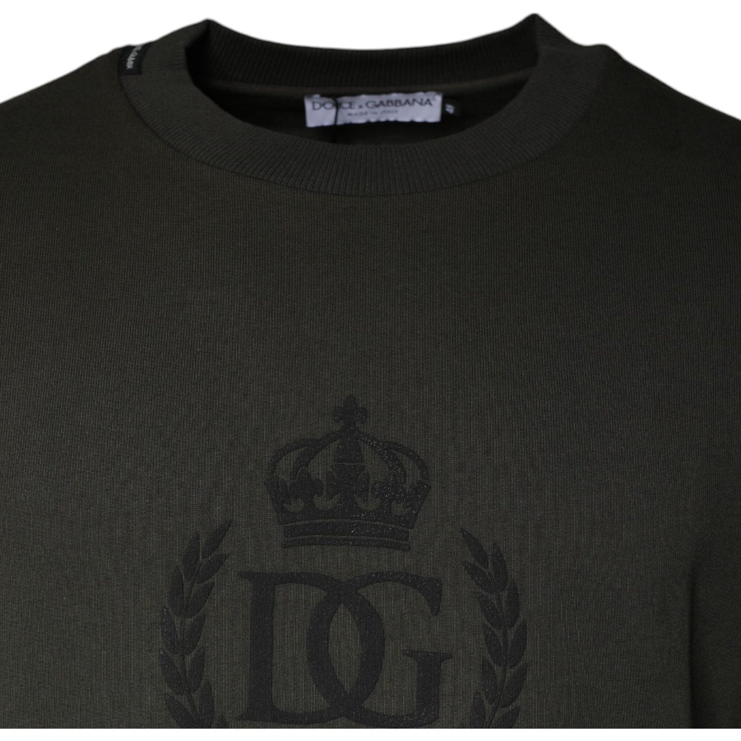 Dolce & Gabbana Army Green Crown Cotton Sweatshirt Sweater TSH86971-48