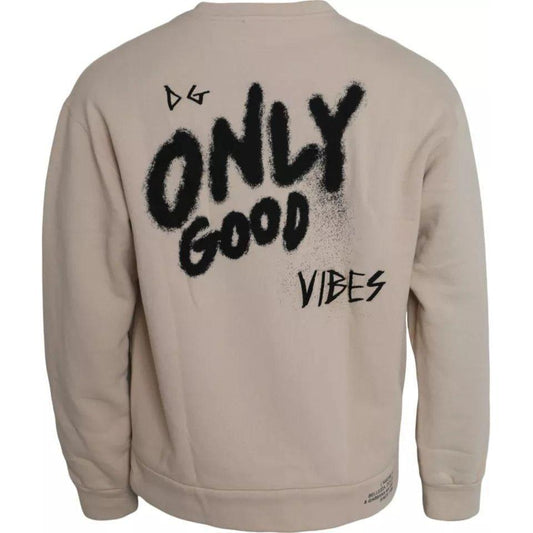 Dolce & Gabbana Beige Cotton Crew Neck Sweatshirt Sweater TSH86367-48
