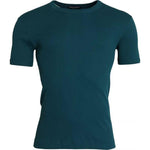 Dolce & Gabbana Blue Green Cotton Round Neck Short Sleeves T-shirt TSH86432-48