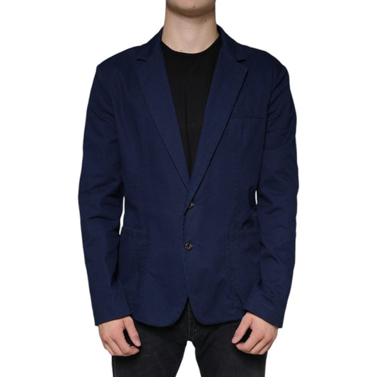 Dolce & Gabbana Blue Notch Single Breasted Dress Coat Blazer JKT41216-52