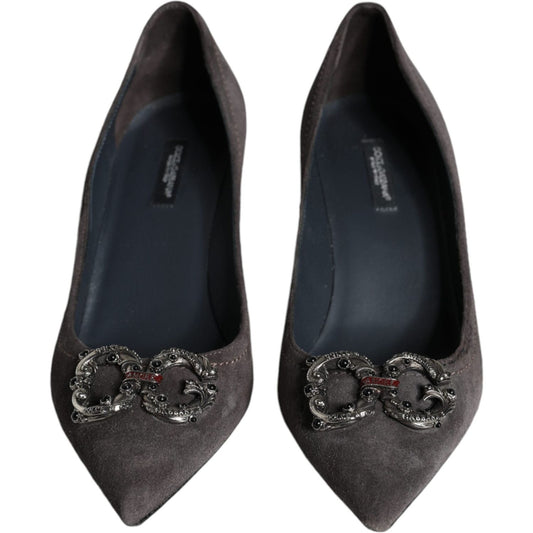 Dolce & Gabbana Gray Amore Suede Bellucci Heels Pumps Shoes LA11594-38