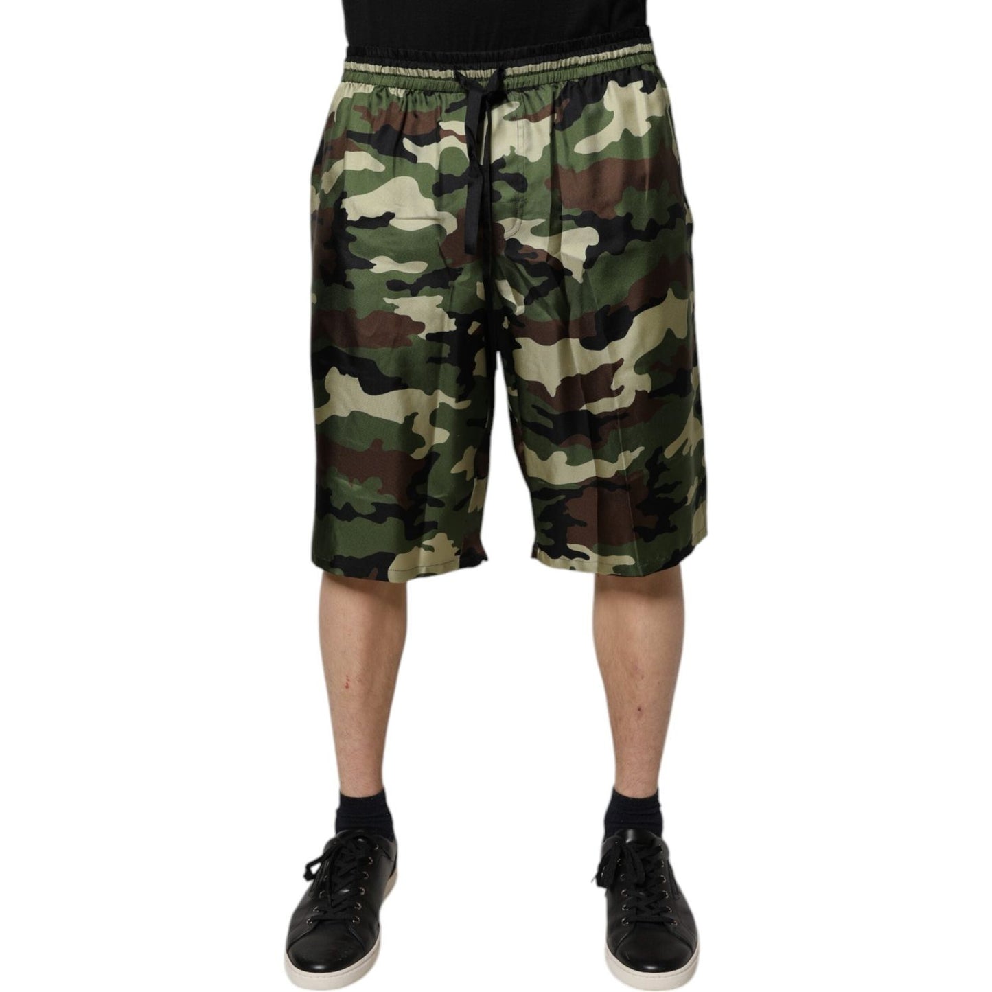 Dolce & Gabbana Multicolor Camouflage Silk Mid Waist Bermuda Shorts PAN75720-48