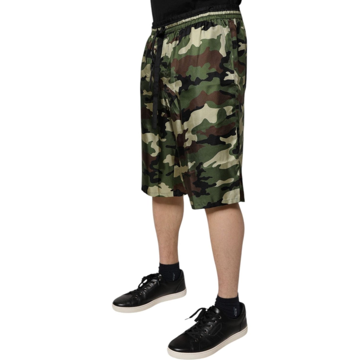 Dolce & Gabbana Multicolor Camouflage Silk Mid Waist Bermuda Shorts PAN75720-48