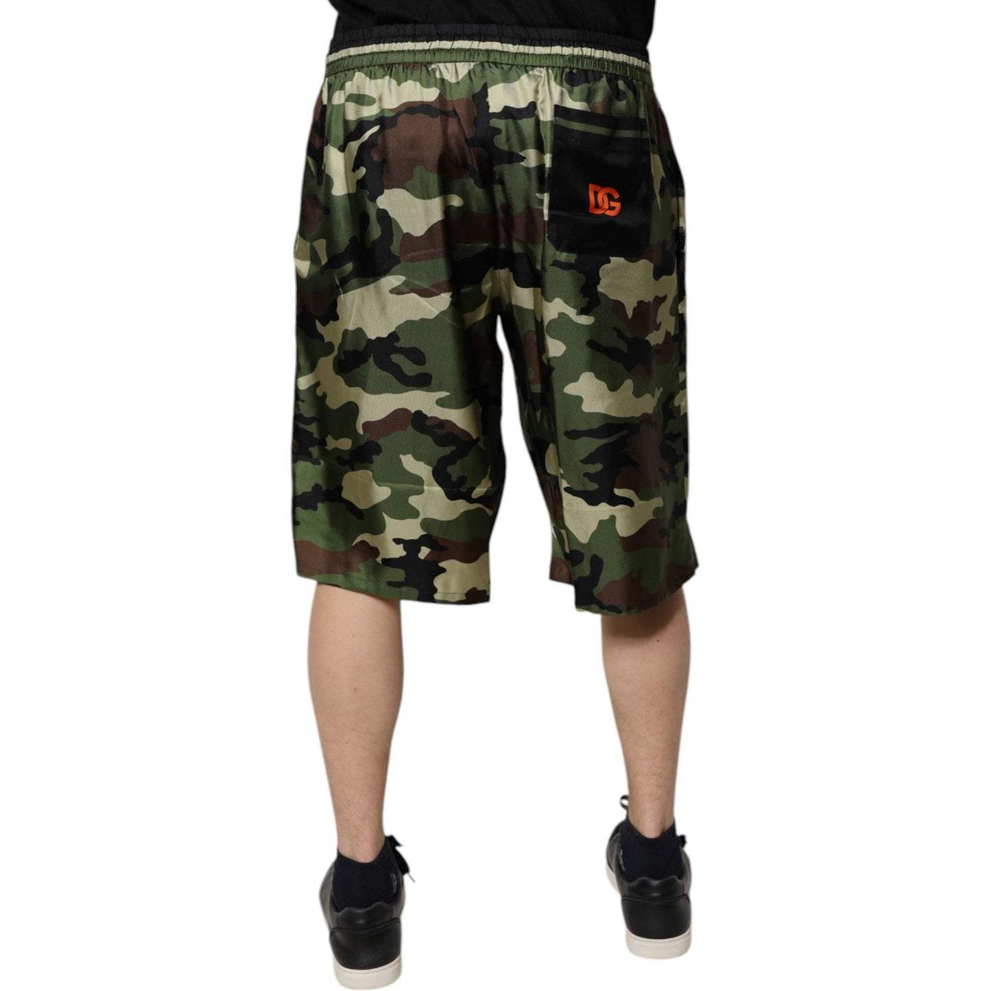 Dolce & Gabbana Multicolor Camouflage Silk Mid Waist Bermuda Shorts PAN75720-48