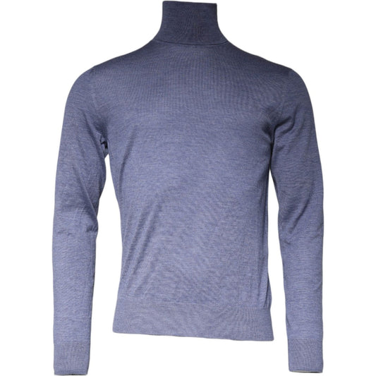 Dolce & Gabbana Purple Blue Long Sleeve Turtleneck Pullover Sweater TSH87070-48