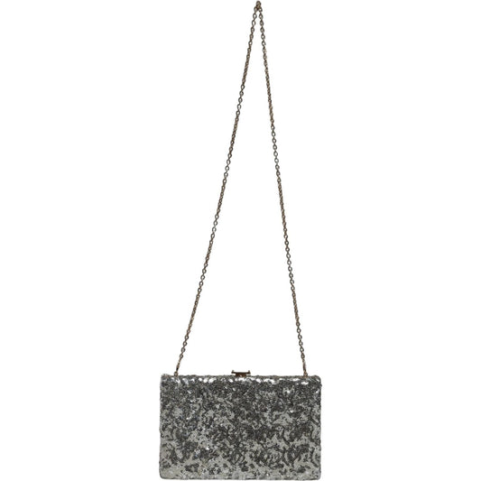 Dolce & Gabbana Silver Sequined Clutch Evening Crossbody Bag BAG4130