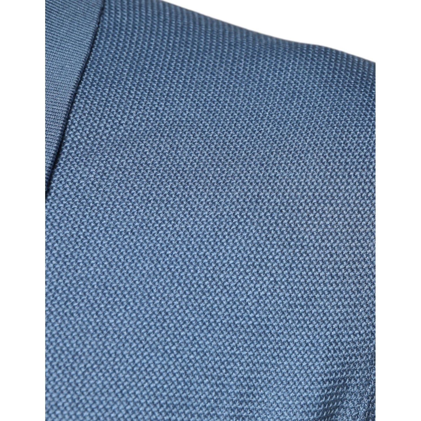Dolce & Gabbana Sky Blue Silk Collared Men Pullover Sweater TSH87082-48