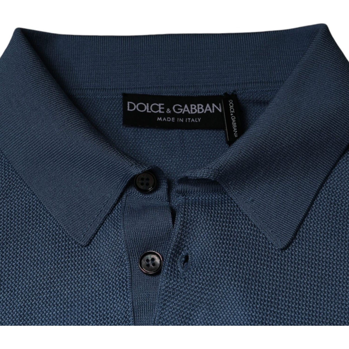 Dolce & Gabbana Sky Blue Silk Collared Men Pullover Sweater TSH87082-48