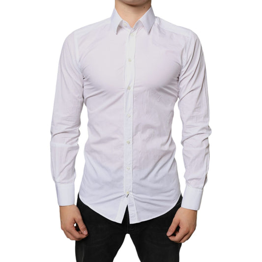 Dolce & Gabbana White Cotton Collared Men Formal Dress Shirt TSH6295-39