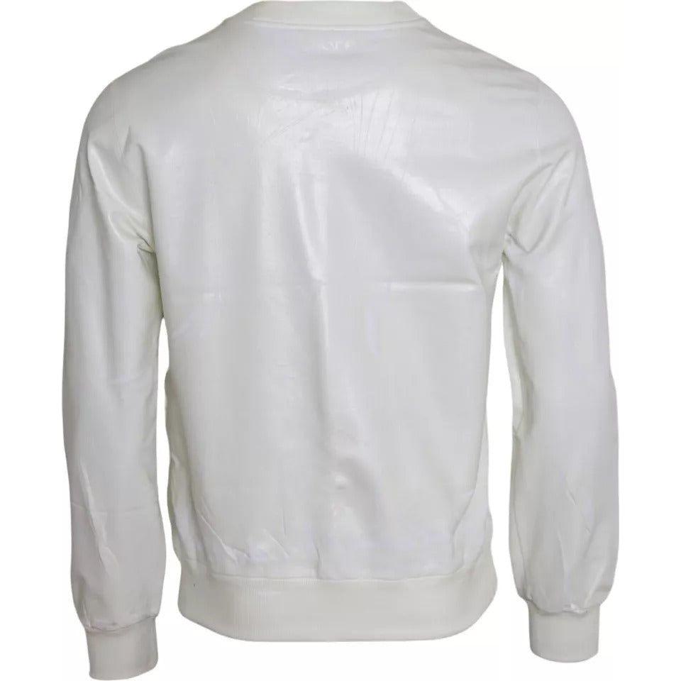 Dolce & Gabbana White Cotton Crew Neck Sweatshirt Sweater TSH86414-48