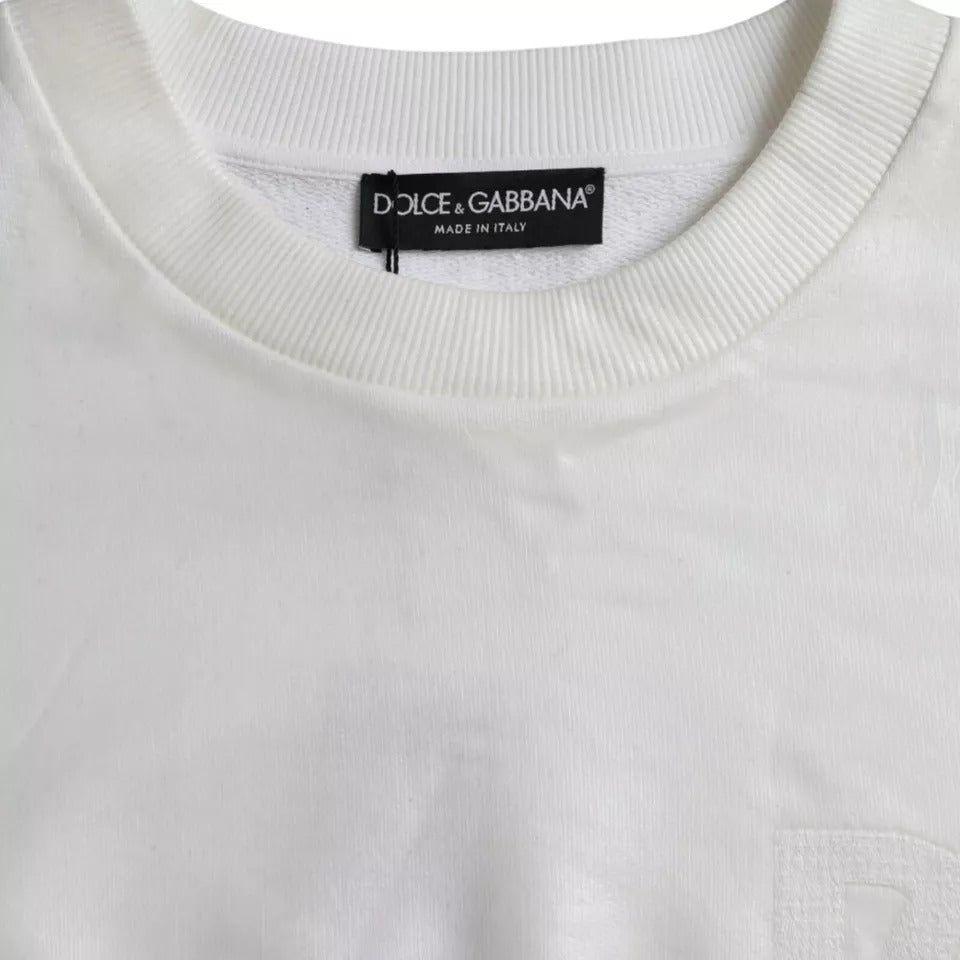 Dolce & Gabbana White Cotton Crew Neck Sweatshirt Sweater TSH86414-48