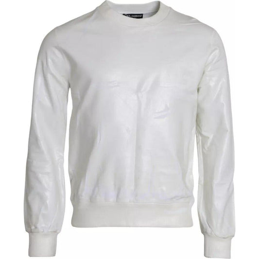 Dolce & Gabbana White Cotton Crew Neck Sweatshirt Sweater TSH86414-48