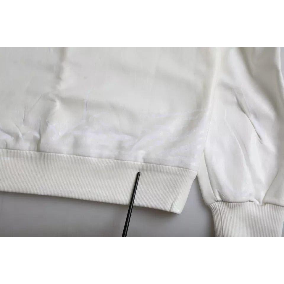 Dolce & Gabbana White Cotton Crew Neck Sweatshirt Sweater TSH86414-48