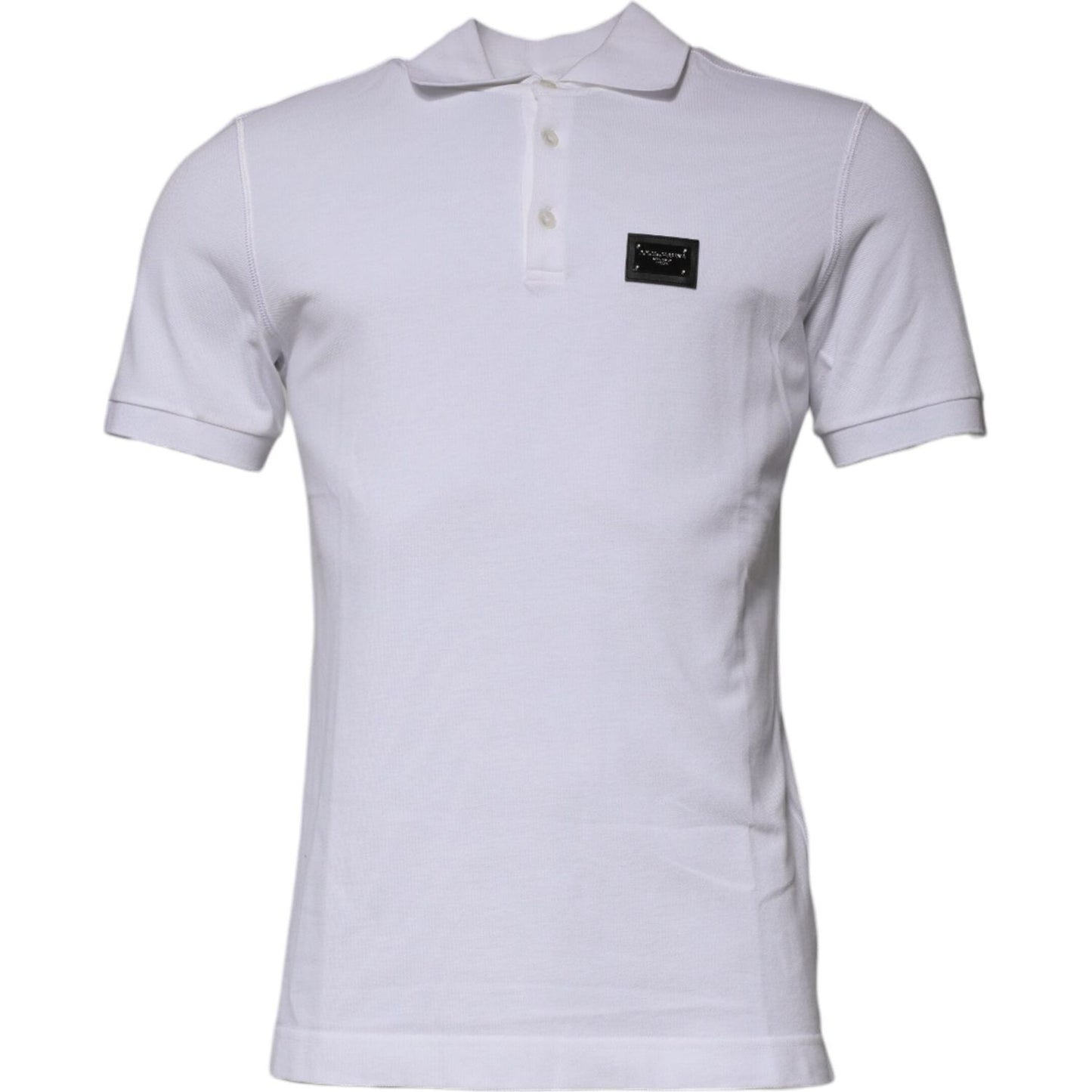 Dolce & Gabbana White Cotton Logo Plaque Collared Polo T-shirt TSH87488-50